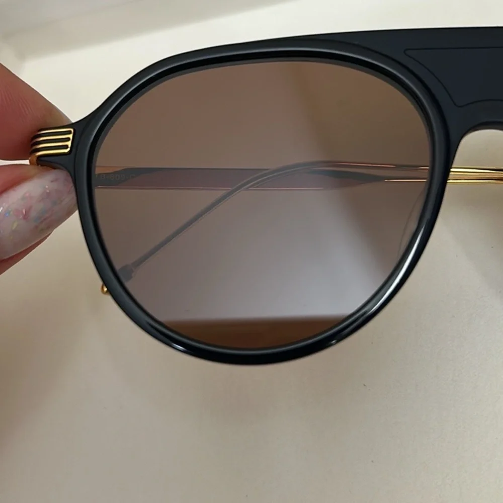 NIB THOM BROWNE TB-809 Aviator Sunglasses in Navy/Gold 55mm Made in Japan $650